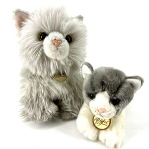Miyoni by Aurora Cat Plush LOT Gray Tabby Kitty Green Eyes‎ & Persian Princess